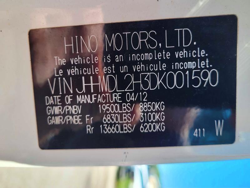 Aukcja sprzedaży 2013 Hino 195, vin: JHHWDL2H3DK001590, numer aukcji: 60529576