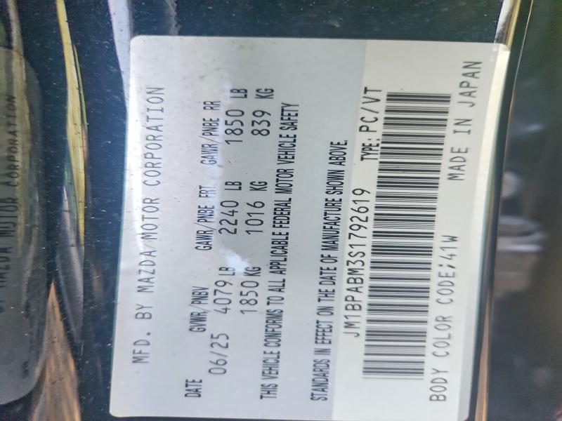 2025 Mazda 3 მანქანა იყიდება აუქციონზე, vin: JM1BPABM3S1792619, აუქციონის ნომერი: 59224286