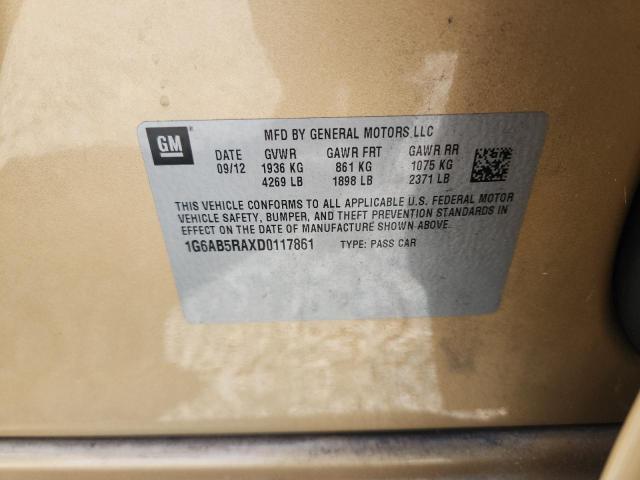 2013 Cadillac Ats მანქანა იყიდება აუქციონზე, vin: 1G6AB5RAXD0117861, აუქციონის ნომერი: 62211906