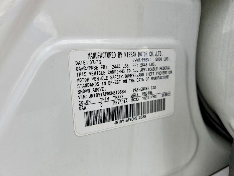 Продажа на аукционе авто 2013 Infiniti M37, vin: JN1BY1AP9DM510688, номер лота: 60800086
