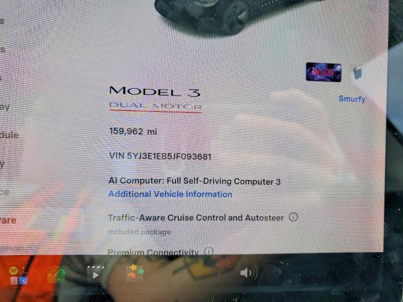 Продажа на аукционе авто 2018 Tesla Model 3, vin: 5YJ3E1EB5JF093681, номер лота: 60504666