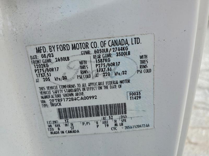 63146736 :رقم المزاد ، 2FTRF17284CA00992 vin ، 2004 Ford F-150 Heritage مزاد بيع