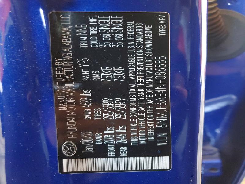 62774966 :رقم المزاد ، 5NMJE3AE4NH086888 vin ، 2022 Hyundai Tucson مزاد بيع