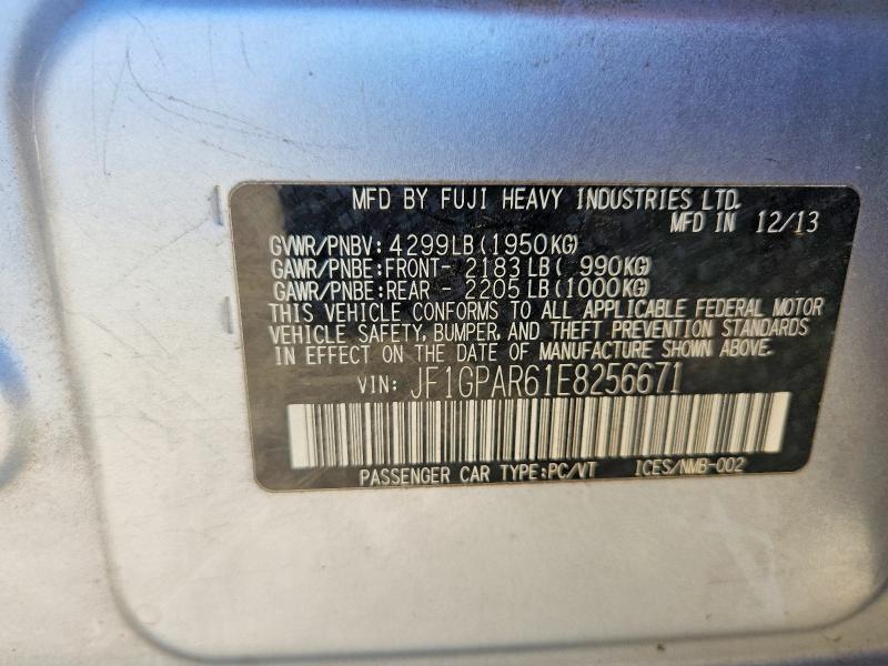 58449486 :رقم المزاد ، JF1GPAR61E8256671 vin ، 2014 Subaru Impreza مزاد بيع
