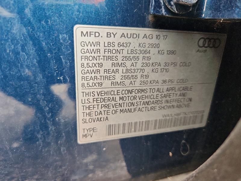 Aukcja sprzedaży 2018 Audi Q7, vin: WA1LHBF7XJD020203, numer aukcji: 60446226