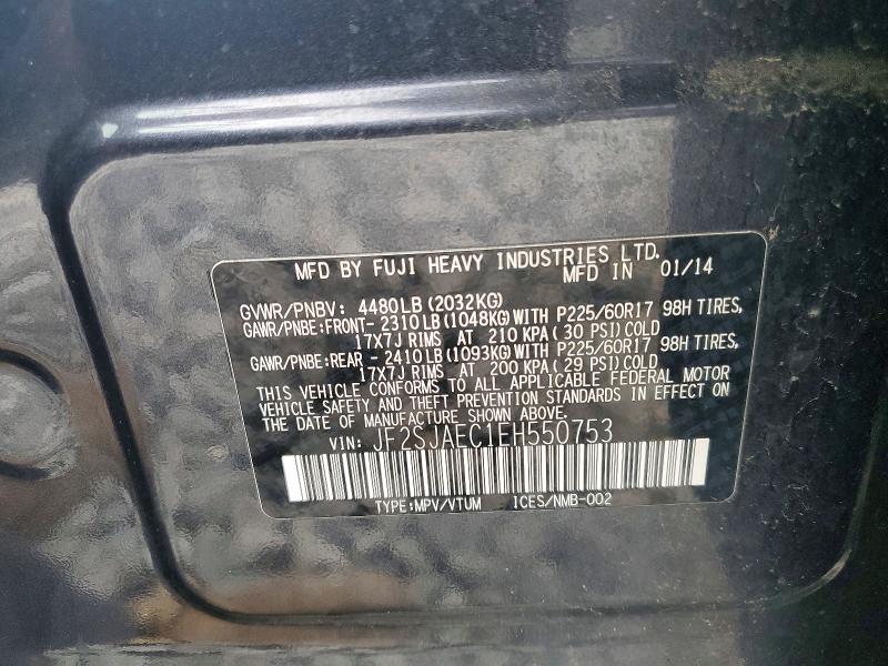 63359356 :رقم المزاد ، JF2SJAEC1EH550753 vin ، 2014 Subaru Forester مزاد بيع