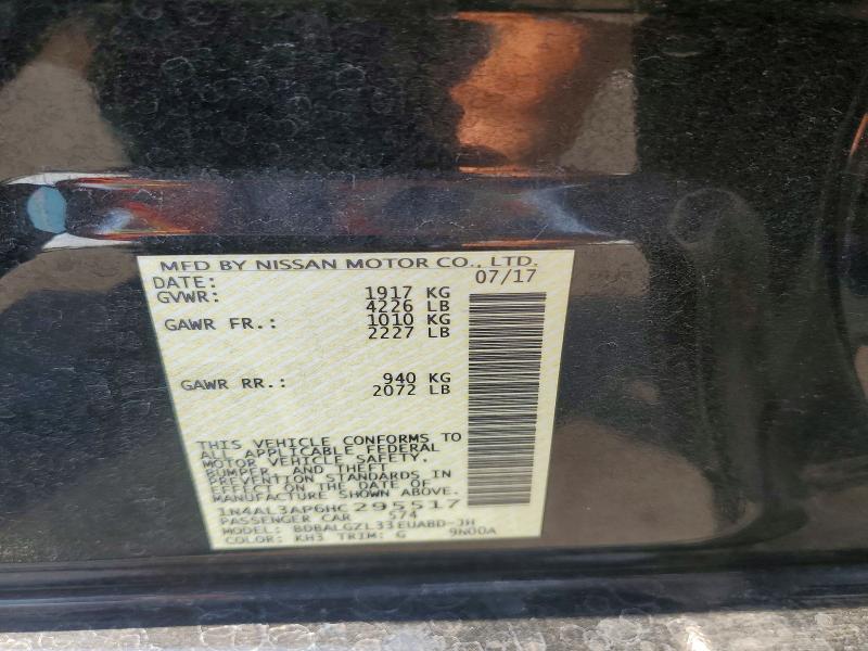 Продажа на аукционе авто 2017 Nissan Altima, vin: 1N4AL3AP6HC295517, номер лота: 61676826