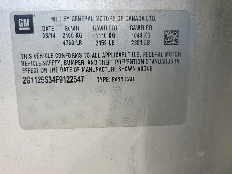 Продажа на аукционе авто 2015 Chevrolet Impala, vin: 2G1125S34F9122547, номер лота: 58957526