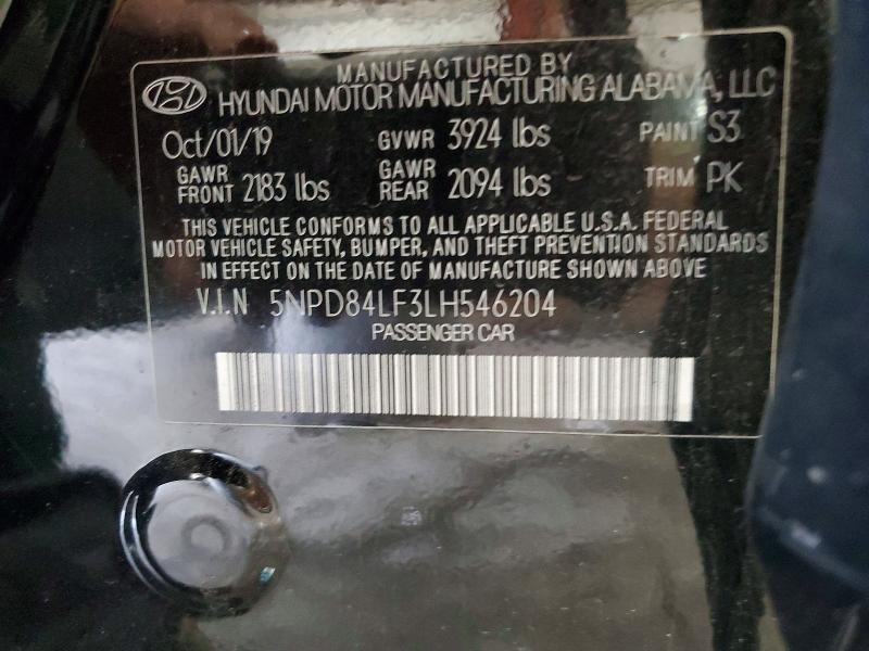 2020 Hyundai Elantra მანქანა იყიდება აუქციონზე, vin: 5NPD84LF3LH546204, აუქციონის ნომერი: 63393636