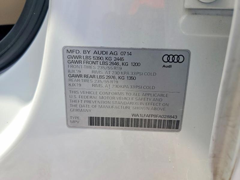 Продажа на аукционе авто 2015 Audi Q5, vin: WA1LFAFP8FA028843, номер лота: 61408896