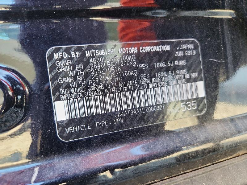 2020 Mitsubishi Eclipse Cross მანქანა იყიდება აუქციონზე, vin: JA4AT3AA1LZ000927, აუქციონის ნომერი: 62422666