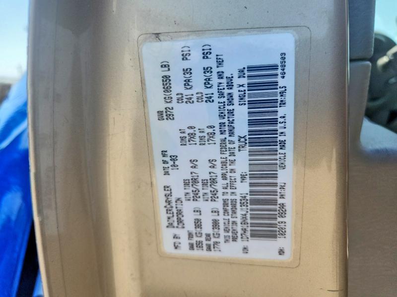 61507486 :رقم المزاد ، 1D7HA16NX4J135341 vin ، 2004 Dodge Ram 1500 مزاد بيع
