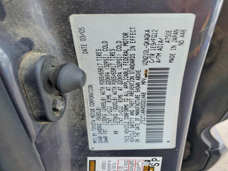61645316 :رقم المزاد ، JTEZT14R450021448 vin ، 2005 Toyota 4runner مزاد بيع
