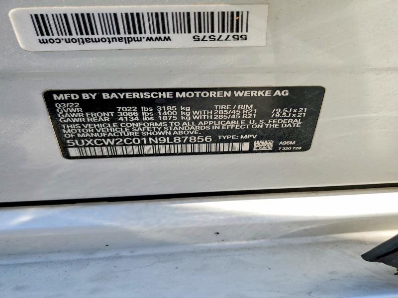 Aukcja sprzedaży 2022 Bmw X7, vin: 5UXCW2C01N9L87856, numer aukcji: 59673956