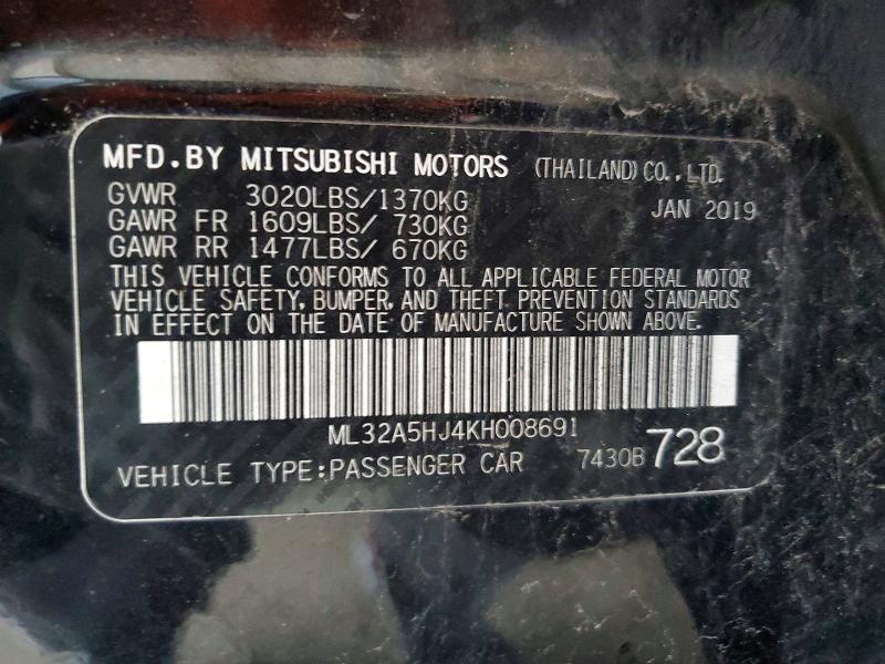 Продажа на аукционе авто 2019 Mitsubishi Mirage, vin: ML32A5HJ4KH008691, номер лота: 60702816