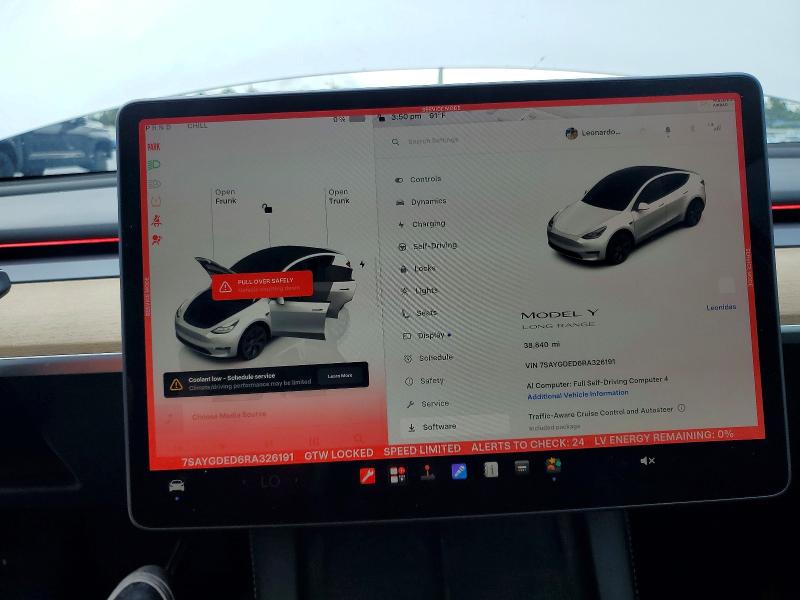 2024 Tesla Model Y მანქანა იყიდება აუქციონზე, vin: 7SAYGDED6RA326191, აუქციონის ნომერი: 61202676
