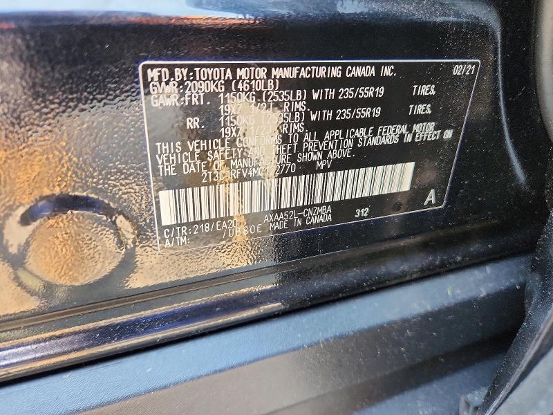 Продажа на аукционе авто 2021 Toyota Rav4, vin: 2T3C1RFV4MC122770, номер лота: 62487926