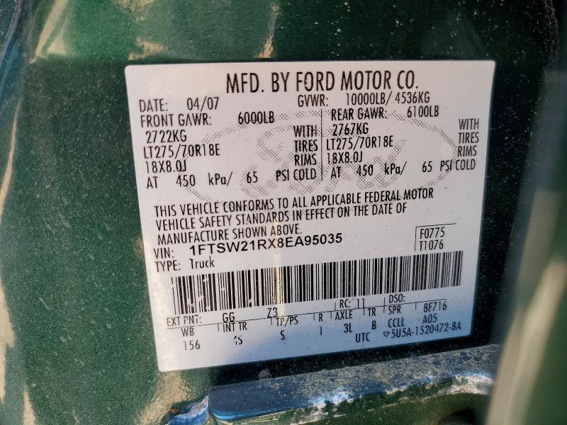 Продажа на аукционе авто 2008 Ford F250, vin: 1FTSW21RX8EA95035, номер лота: 58581246