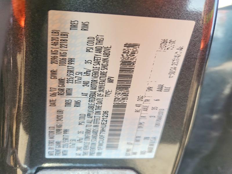 Продаж на аукціоні авто 2017 Ford Escape, vin: 1FMCU0F79HUE21236, номер лоту: 61909696