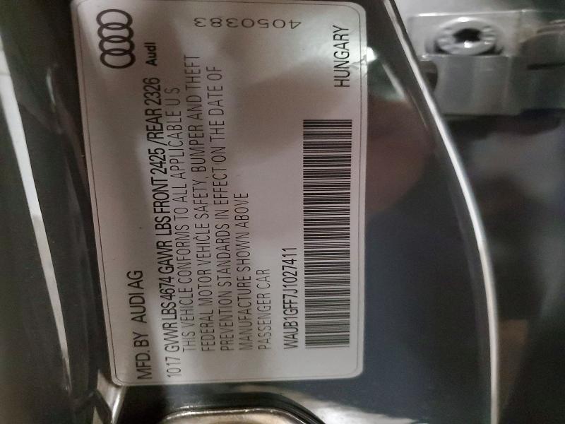 2018 Audi S3 მანქანა იყიდება აუქციონზე, vin: WAUB1GFF7J1027411, აუქციონის ნომერი: 61388586