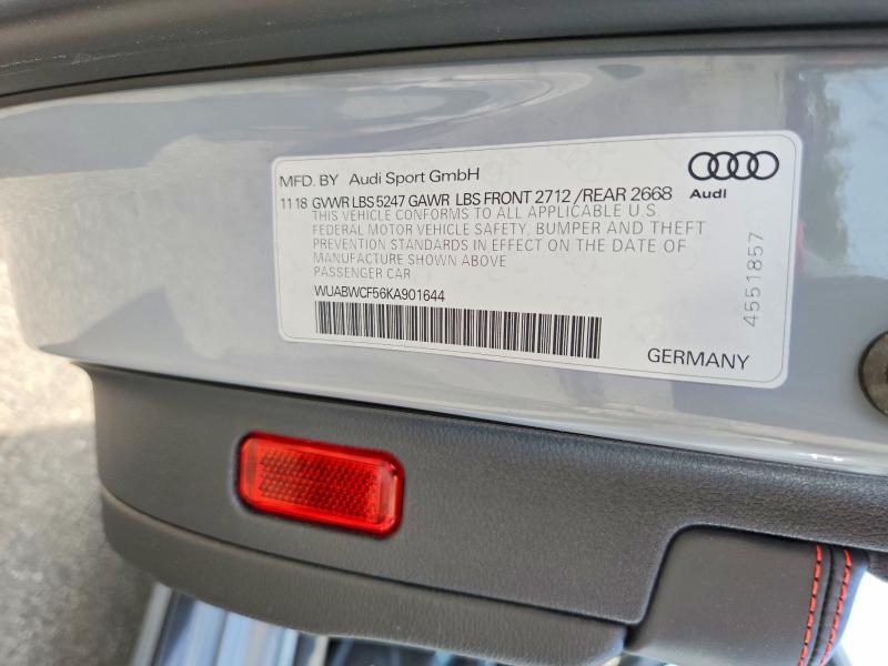 2019 Audi Rs5 მანქანა იყიდება აუქციონზე, vin: WUABWCF56KA901644, აუქციონის ნომერი: 60388376