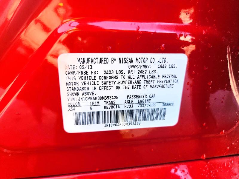 2013 Infiniti G37 Sedan მანქანა იყიდება აუქციონზე, vin: JN1CV6AR3DM353428, აუქციონის ნომერი: 61882406