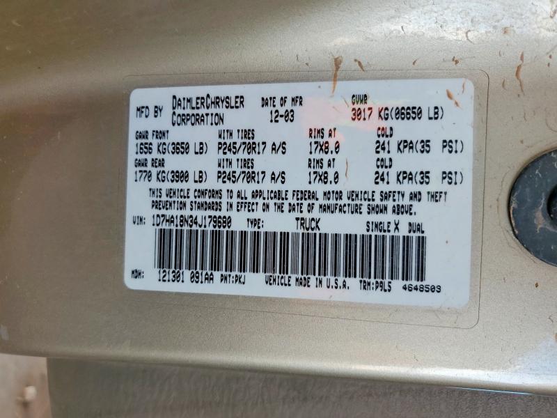 Aukcja sprzedaży 2004 Dodge Ram 1500, vin: 1D7HA18N34J179680, numer aukcji: 60619436