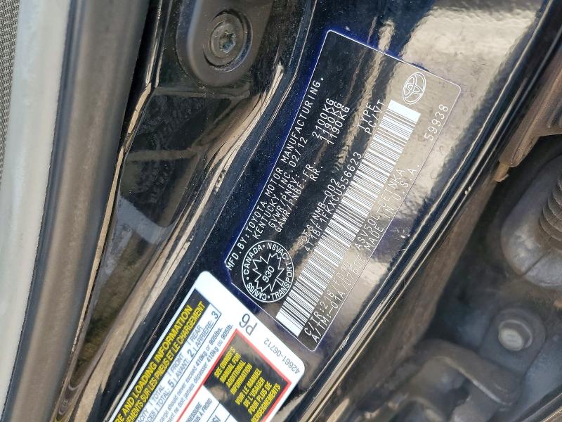 2012 Toyota Camry მანქანა იყიდება აუქციონზე, vin: 4T1BF1FKXCU556623, აუქციონის ნომერი: 60994596