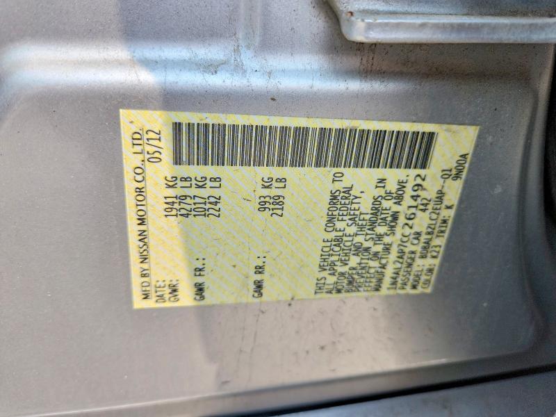 61298906 :رقم المزاد ، 1N4AL2AP7CC261492 vin ، 2012 Nissan Altima مزاد بيع