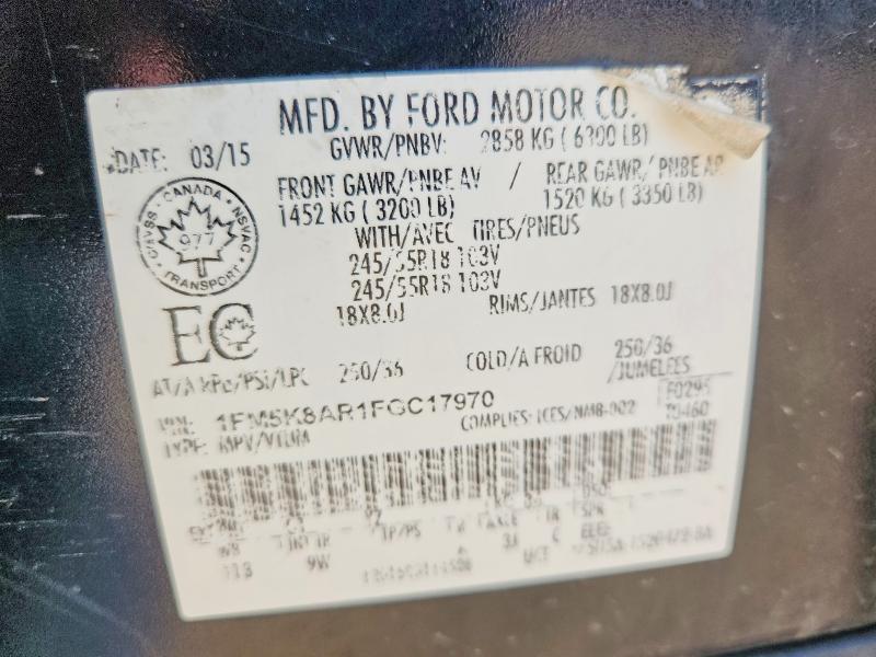 Aukcja sprzedaży 2015 Ford Explorer, vin: 1FM5K8AR1FGC17970, numer aukcji: 59014996