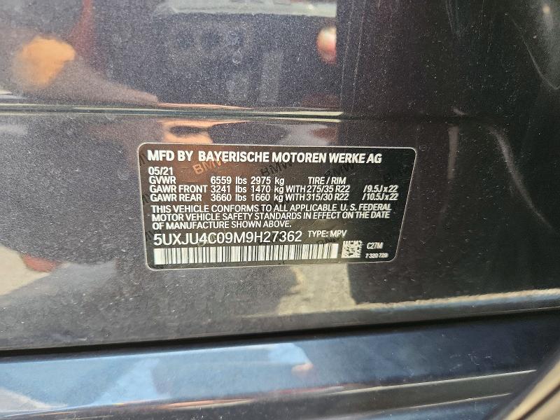 61812486 :رقم المزاد ، 5UXJU4C09M9H27362 vin ، 2021 Bmw X5 مزاد بيع