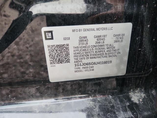 2018 Chevrolet Sonic მანქანა იყიდება აუქციონზე, vin: 1G1JD6SG6J4116019, აუქციონის ნომერი: 60593236