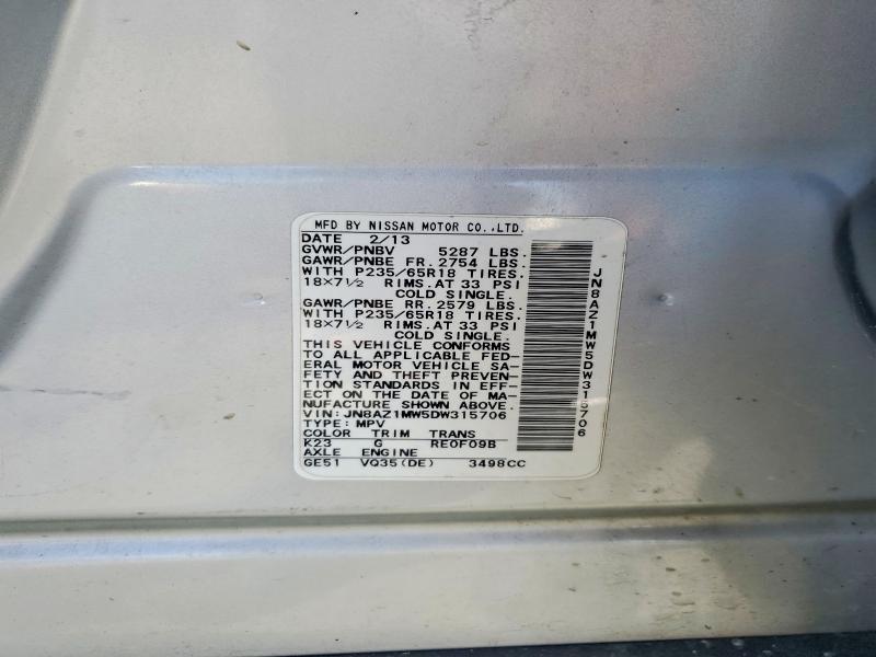 Продажа на аукционе авто 2013 Nissan Murano, vin: JN8AZ1MW5DW315706, номер лота: 59723516