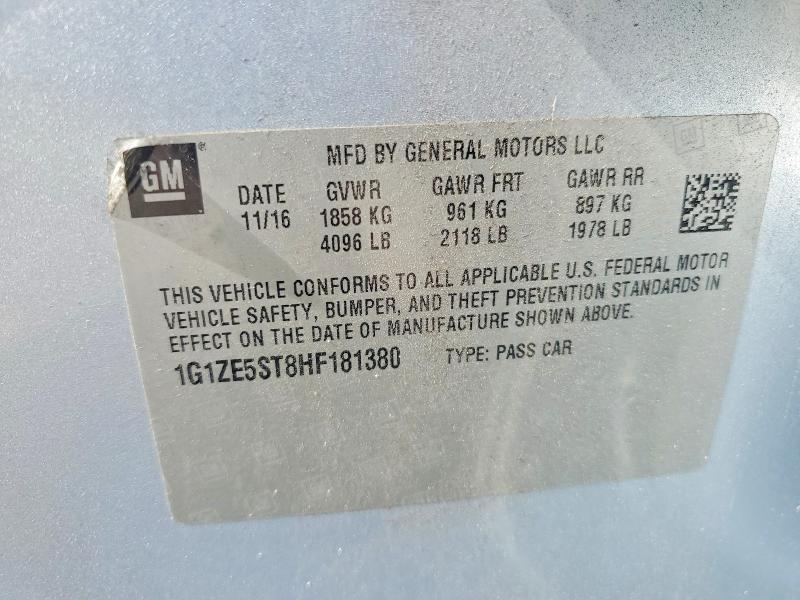 60012966 :رقم المزاد ، 1G1ZE5ST8HF181380 vin ، 2017 Chevrolet Malibu مزاد بيع