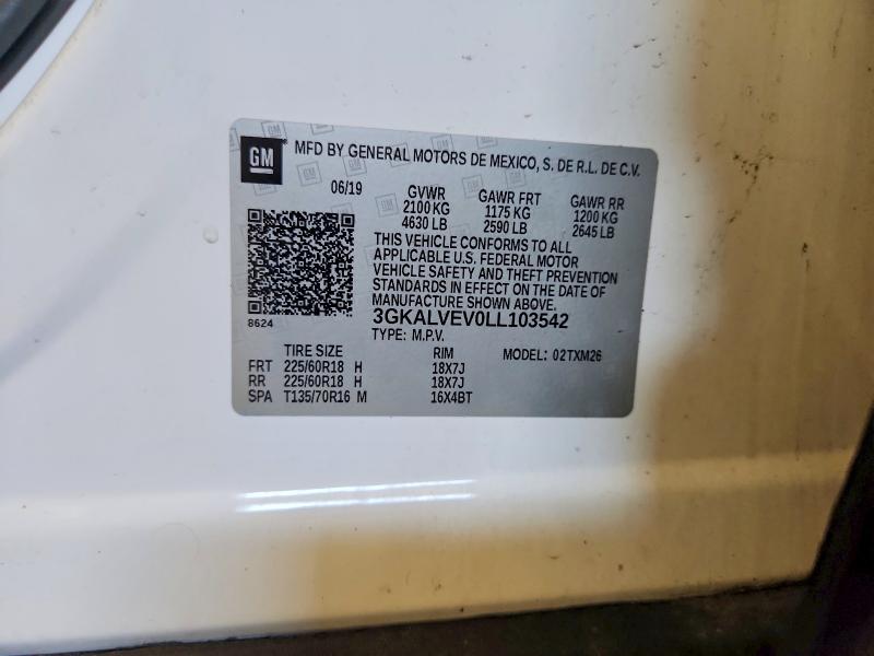 Aukcja sprzedaży 2020 Gmc Terrain, vin: 3GKALVEV0LL103542, numer aukcji: 62816936
