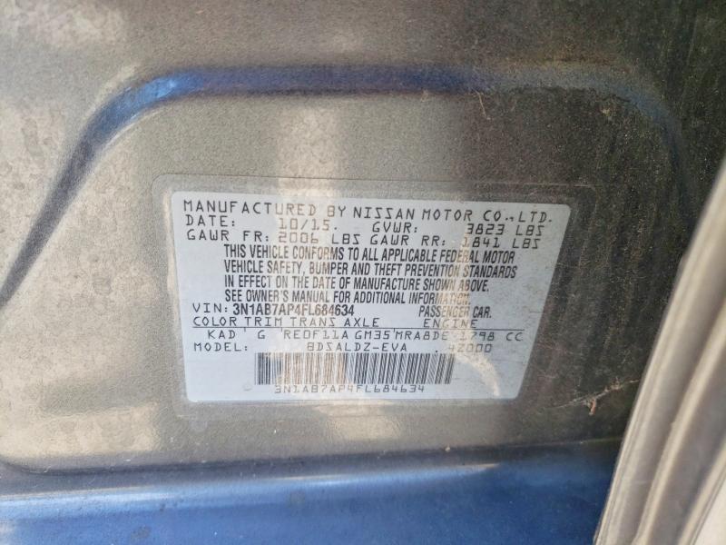 Продажа на аукционе авто 2015 Nissan Sentra, vin: 3N1AB7AP4FL684634, номер лота: 59741526