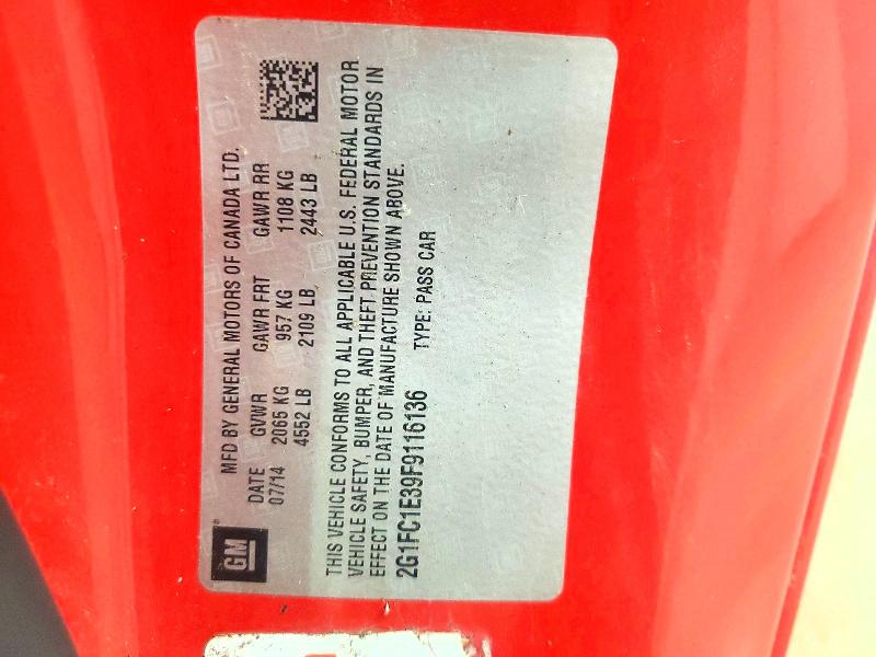 Aukcja sprzedaży 2015 Chevrolet Camaro, vin: 2G1FC1E39F9116136, numer aukcji: 59239046