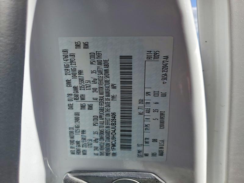 2018 Ford Escape მანქანა იყიდება აუქციონზე, vin: 1FMCU9HD4JUB28406, აუქციონის ნომერი: 60975436