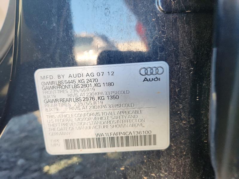 Продажа на аукционе авто 2012 Audi Q5, vin: WA1LFAFP4CA136100, номер лота: 60002326
