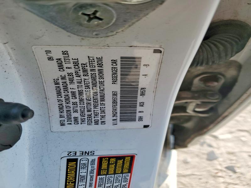2011 Honda Civic მანქანა იყიდება აუქციონზე, vin: 2HGFA1F63BH513851, აუქციონის ნომერი: 61341006