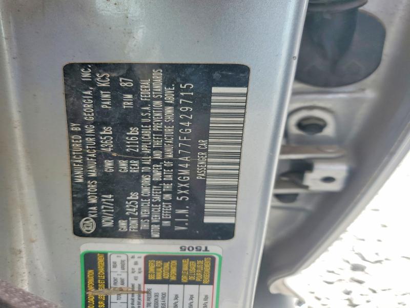 2015 Kia Optima მანქანა იყიდება აუქციონზე, vin: 5XXGM4A77FG429715, აუქციონის ნომერი: 62012996