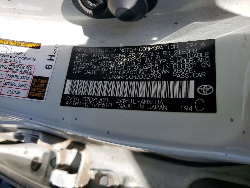 Продажа на аукционе авто 2017 Toyota Prius, vin: JTDKARFU0H3032784, номер лота: 61610286