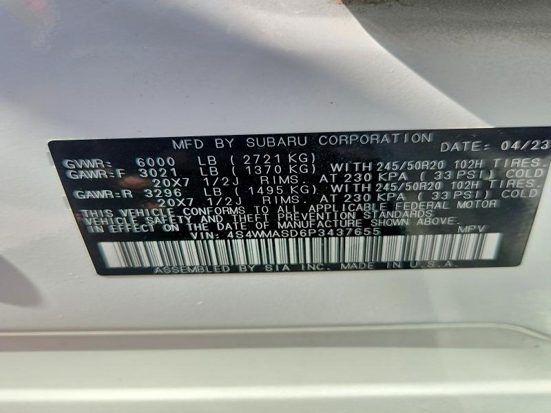 Aukcja sprzedaży 2023 Subaru Ascent, vin: 4S4WMASD6P3437655, numer aukcji: 59894166