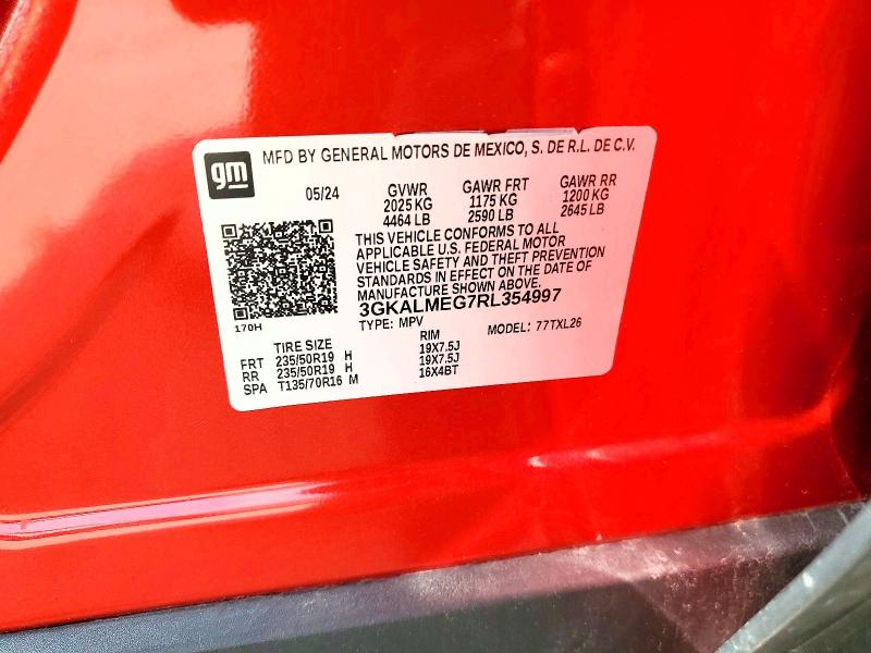 62722436 :رقم المزاد ، 3GKALMEG7RL354997 vin ، 2024 Gmc Terrain مزاد بيع