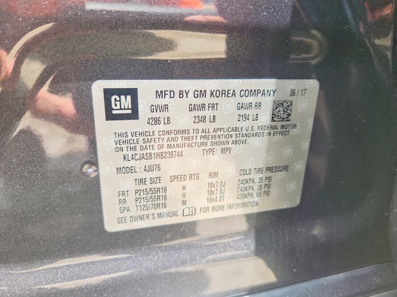 60190246 :رقم المزاد ، KL4CJASB1HB239744 vin ، 2017 Buick Encore مزاد بيع