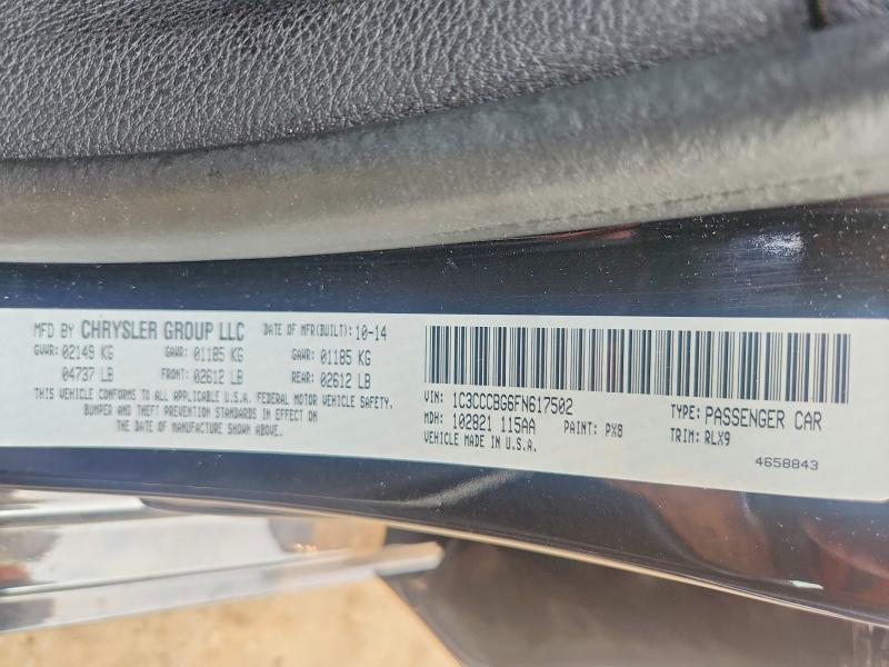 2015 Chrysler 200 მანქანა იყიდება აუქციონზე, vin: 1C3CCCBG6FN617502, აუქციონის ნომერი: 63015206