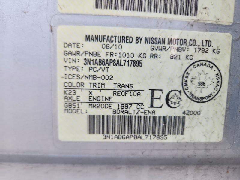 Aukcja sprzedaży 2010 Nissan Sentra, vin: 3N1AB6AP8AL717895, numer aukcji: 60411126