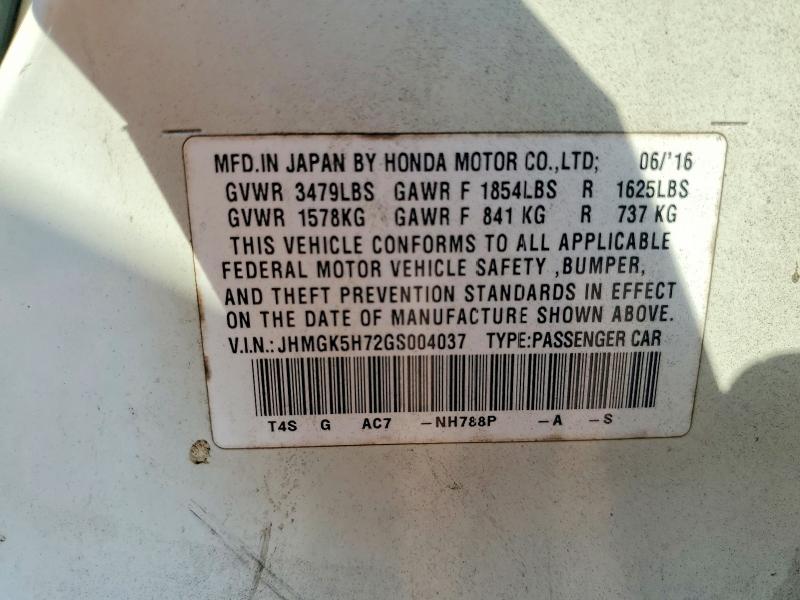 Продаж на аукціоні авто 2016 Honda Fit, vin: JHMGK5H72GS004037, номер лоту: 62883216