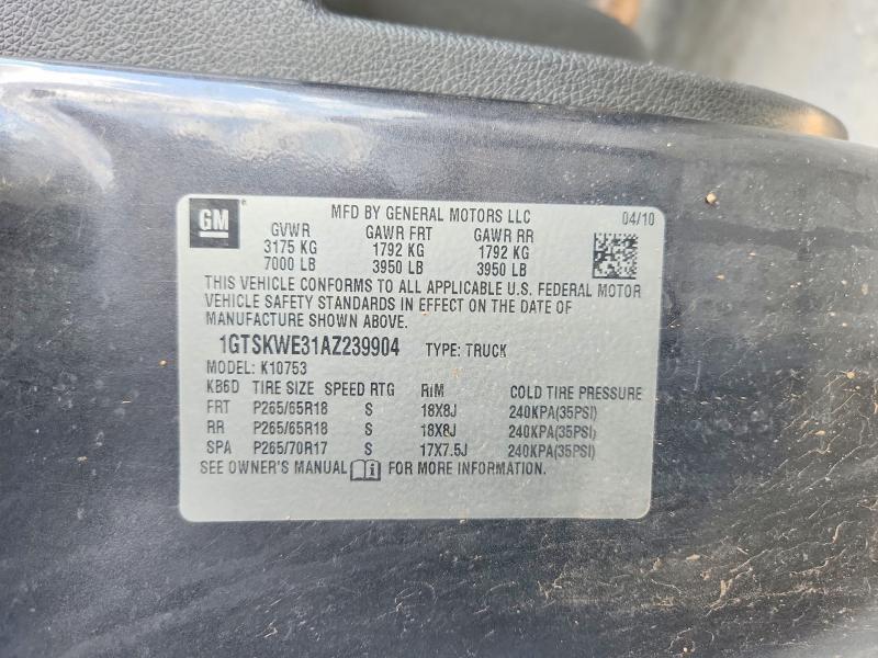 Aukcja sprzedaży 2010 Gmc Sierra, vin: 1GTSKWE31AZ239904, numer aukcji: 59329936