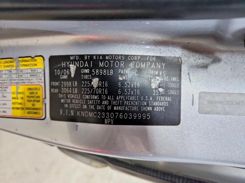 59539246 :رقم المزاد ، KNDMC233076039995 vin ، 2007 Hyundai Entourage مزاد بيع
